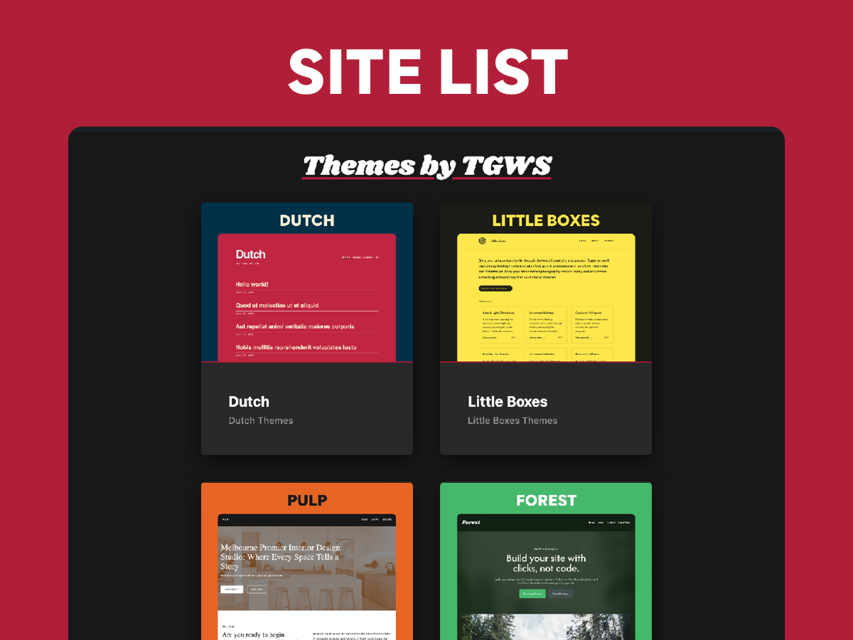 wp_sitelist Theme Demo Website
